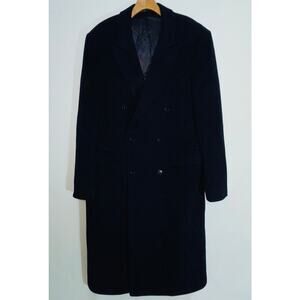 Vintage Nordstrom Cashmere Overcoat - Men's Size 42 R - West German Made - Navy